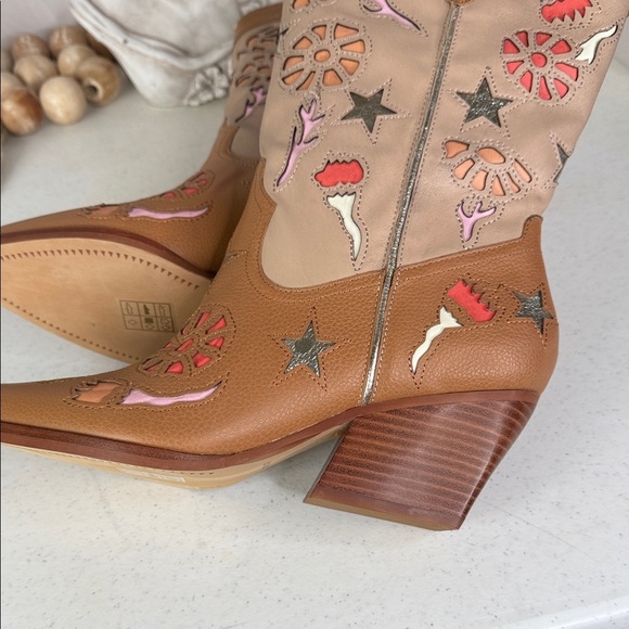 Dolce Vita Women's Lassie Western Boot Sz 8.5 Tan/ Multi - Picture 7 of 12